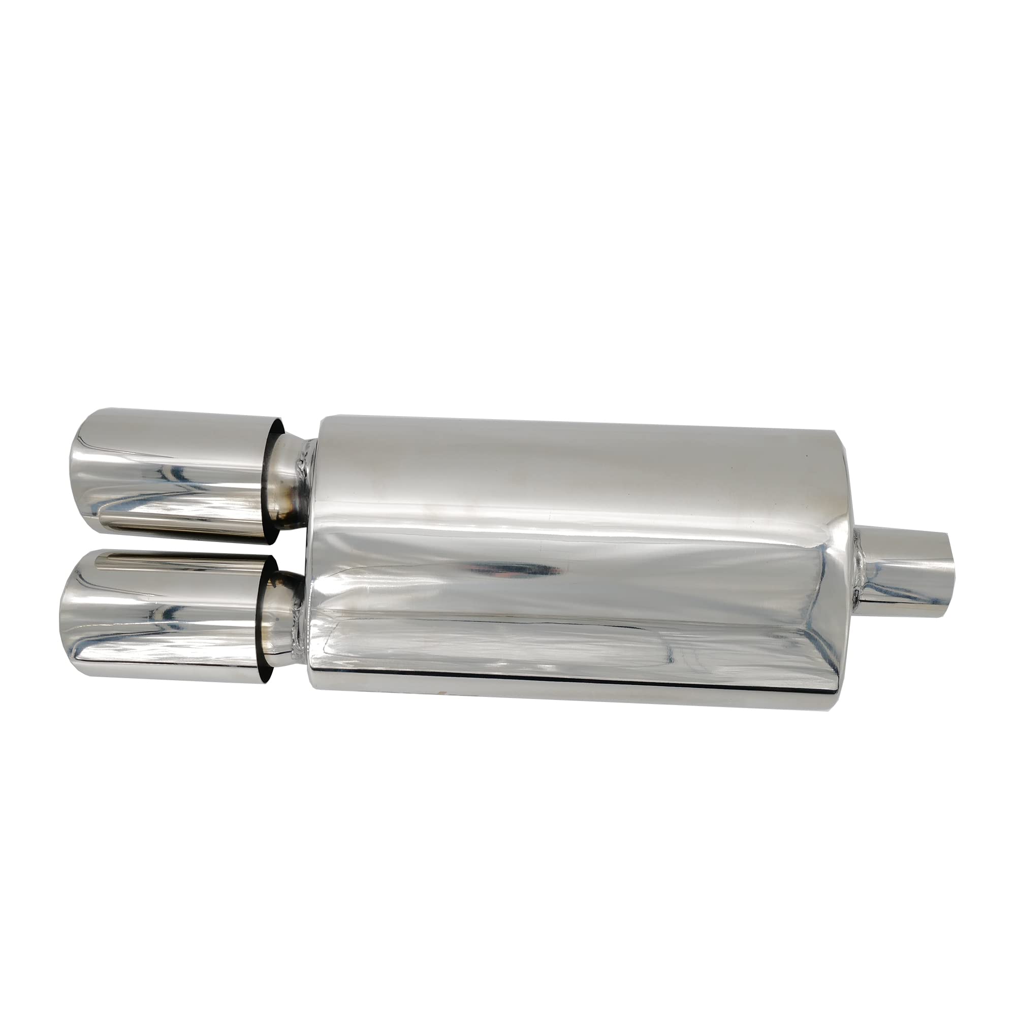 Simoni Racing ESR633 Rifle Silenciador Deportivo Universal, Silenciador Deportivo, Escape de Coche Universal, Doble Salida Redonda, Acero Inoxidable