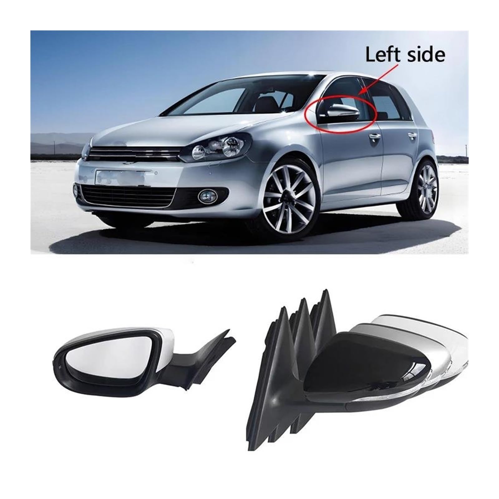 Rétroviseur chauffant Rétroviseur automatique avec feu signalisation chauffant Pour VW Pour Golf 6 MK6 2009-2013 électrique(R Primer8)