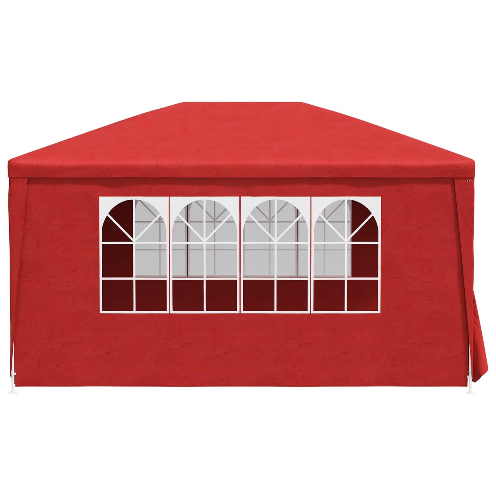 Partyzelt mit Wand Rot 400 x 300 x 255 cm, Outdoor Partyzelt aus Polyethylen und Stahl mit abnehmbaren Seitenwänden und transparenten Fenstern für Gartenpartys und Events