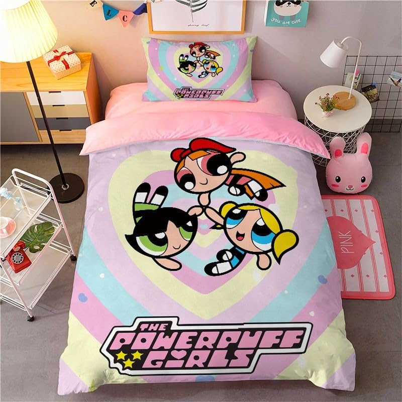 パワーパフガールズ シーツ クイーンフラットシーツ&ピローケース1枚 パワーパフガールズ シーツ クイーンフラットシーツ&ピローケース1枚