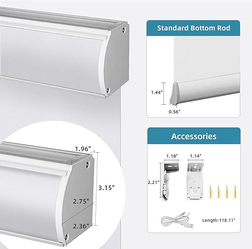 Miniatura 6 de SmartWings Persianas motorizadas de filtrado de luz, funcionan con Homekit Thread Z-Wave Alexa, persianas inteligentes 70% opacas translúcidas,