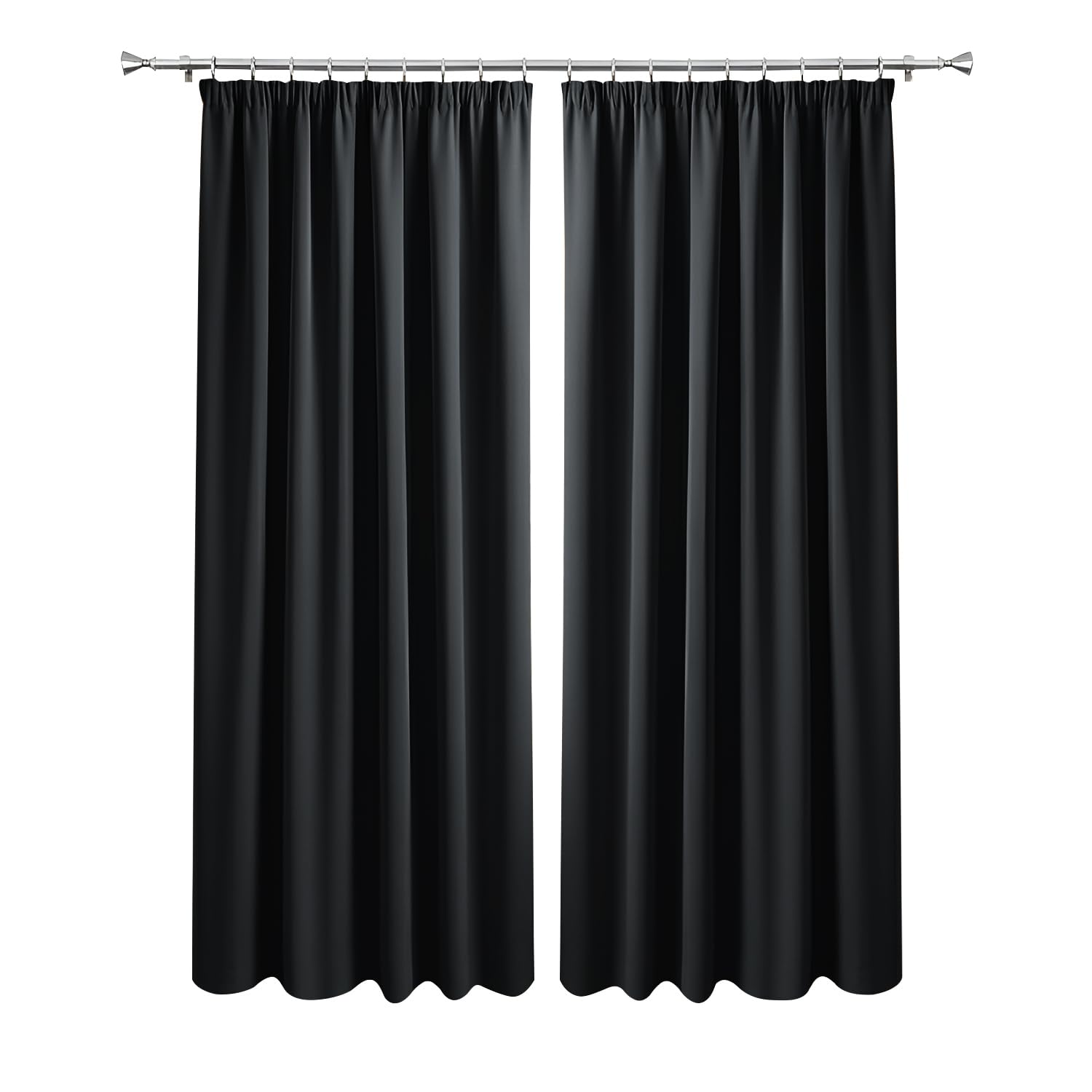 Imperial Rooms Blackout Curtains 90x90 Drop Pencil Pleat Black Curtains for Bedroom Thermal Insulated Super Soft Living Room Curtain (228cm x 228cm) — image 1