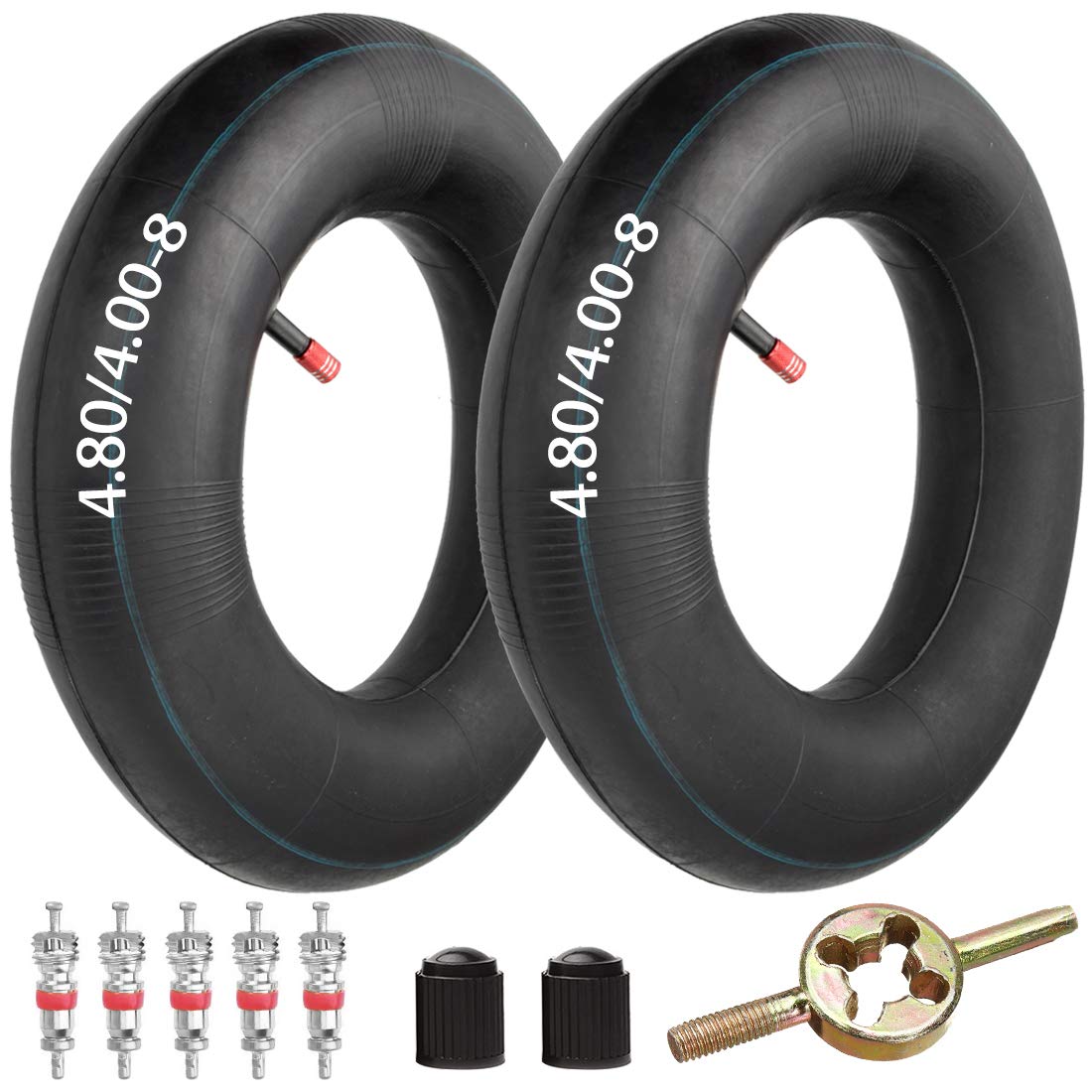FVRITO 4.80/4.00-8" 480/400-8 Inner Tubes with Straight Stem Valve Gap Replacement for Mowers,Hand Trucks,Wheelbarrows,Carts Generators,Yard Trailers,Dollies,Trolleys,Wagons Pack of 2