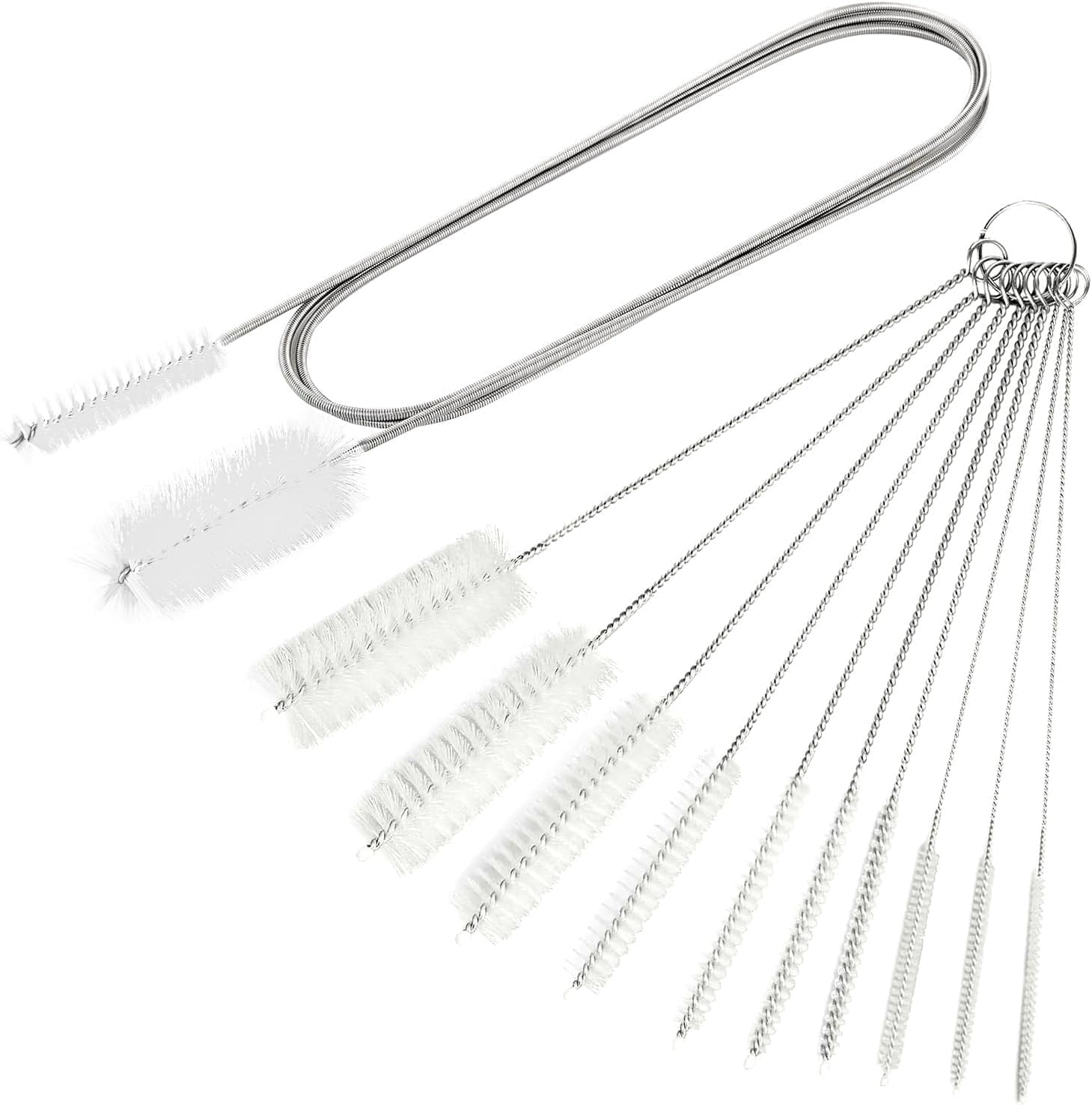 Dolaso White Long Straw Cleaner Brush Extend 155Cm Flexible Small Cleaning Brushes Extra Wide 10Mm Diam Straw Brush, Long Pipe Cleaners For Sippy Cup, Baby Bottle And Tube, Drinking Straw Cleaning Brush 11Pcs