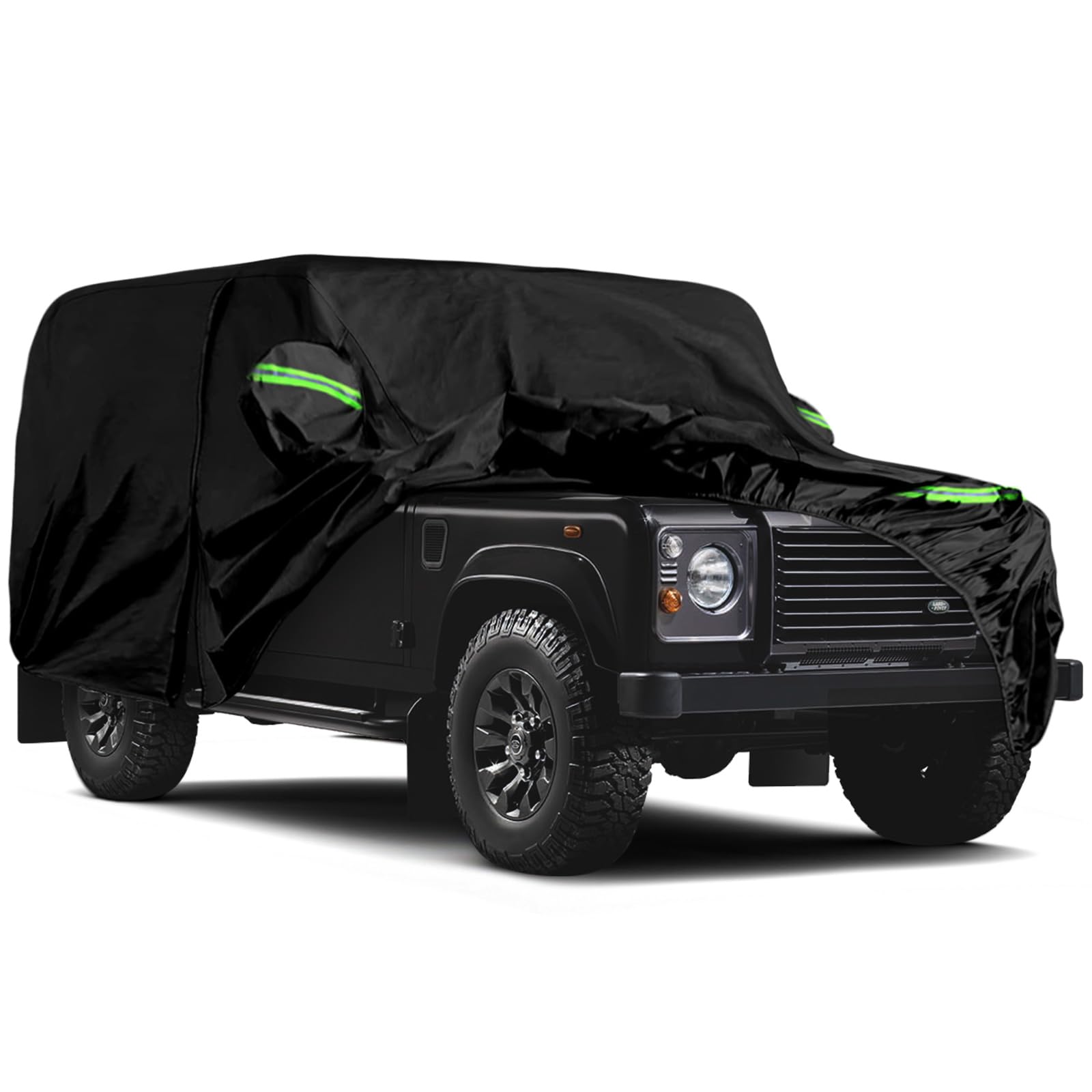 JUDANNA Waterproof Car Cover Intended for Land Rover Defender 90 1990-2016, All Weather Outdoor Car Covers Full Car Cover with Zipper Door & Windproof Bands for Sun Rain Dust Protection