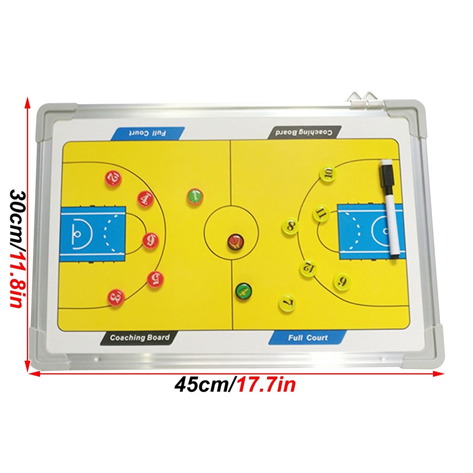 Doppelseitiges, Trocken Abwischbares Fußball-Whiteboard, Wasserdichtes Klemmbrett for Trainer, mit Magnetischen Schachfiguren und Markern, Glatte Schreiboberfläche, Aufhängbares