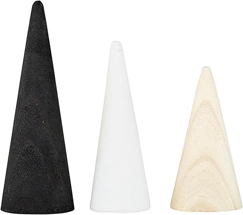 Miniatura 2 de Santa Barbara Design Studio Cono de árbol Pawlonia madera simple decoración de Navidad, 3 unidades, natural