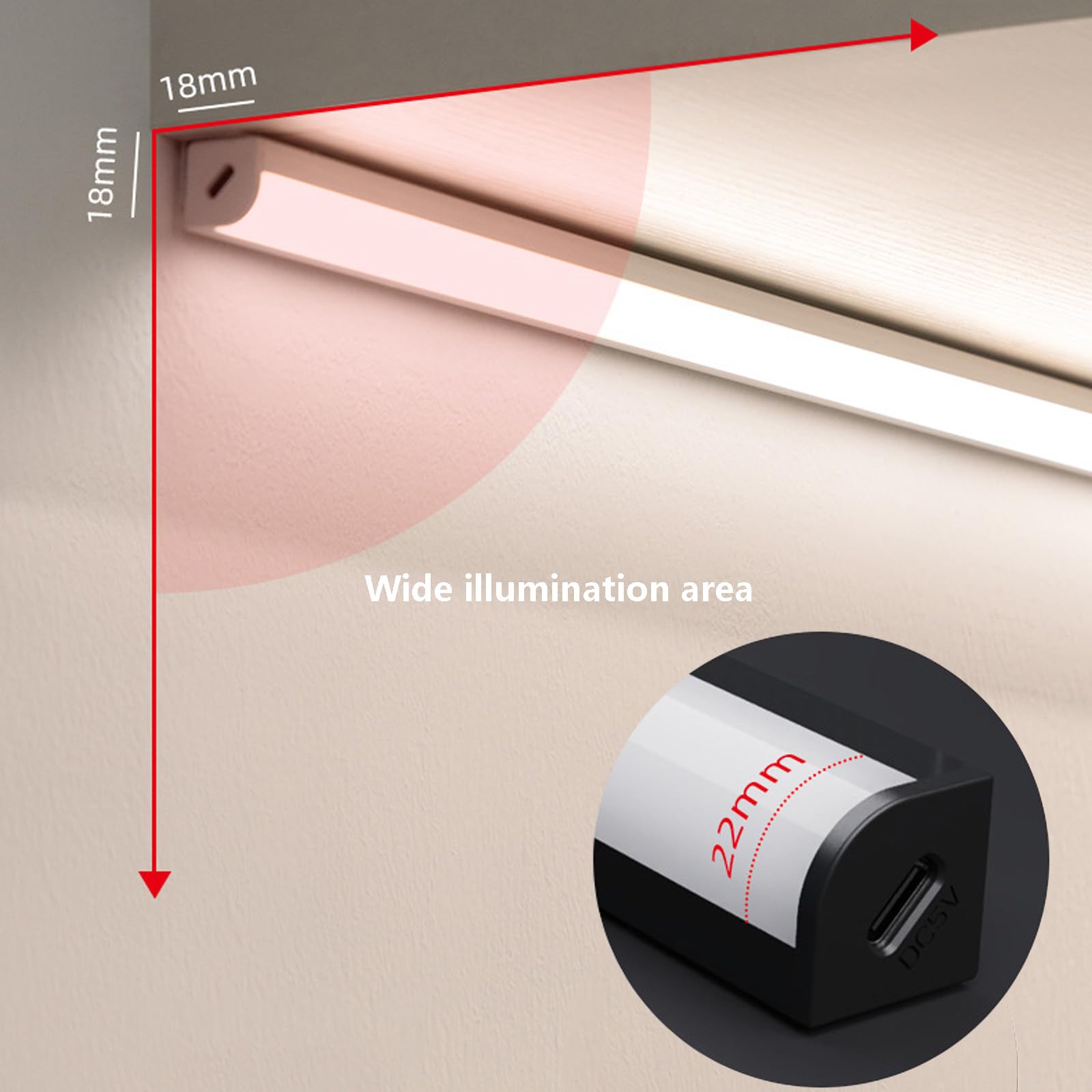 LED Wandlampe Akku Wandleuchte mit Fernbedienung Wandbeleuchtung Dimmbare 2700K/4500K/6500K Wandleuchten Aufladbar USB für Kleiderschrank Küchen Schlafzimmer (Weiß,80cm)