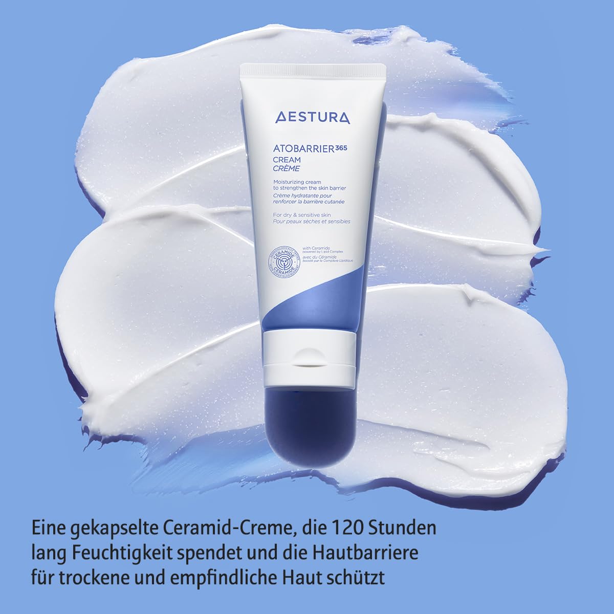 AESTURA ATOBARRIER365 CREAM mit Ceramid Korean skincare 120 Std. Feuchtigkeitspflege mit Sichtbare Kapsel Gesichtscreme für trockene & empfindliche Haut Dermatologisch getestet 80mL
