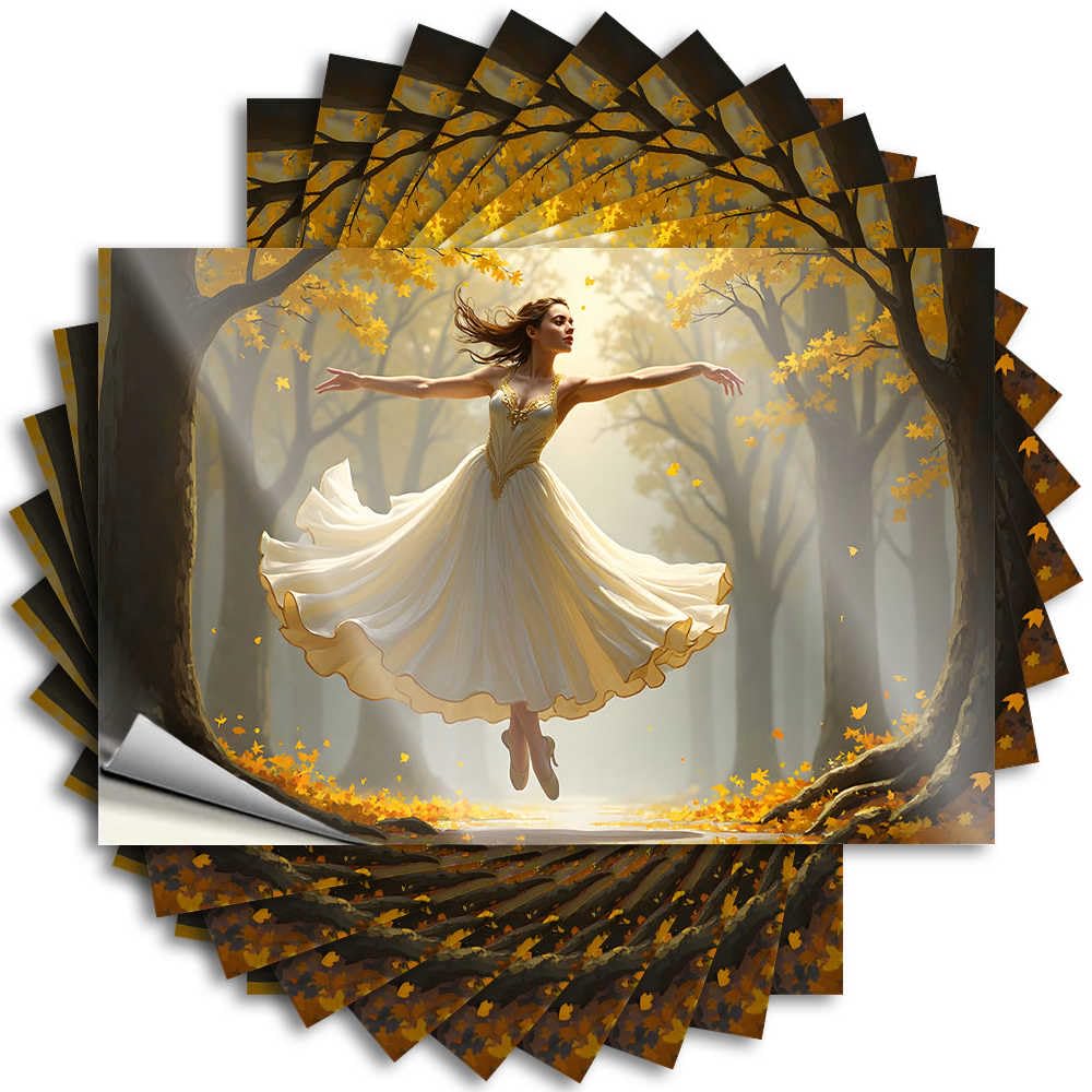 Home Gifts, Sticker Funny Hat Quote Stickers, Tiny No Residue Decals for Luggage | Quick Party Favor Custom Enchanted Forest Dance: A Whimsical Ballet Scene in Autumn Splend(8X12CM)