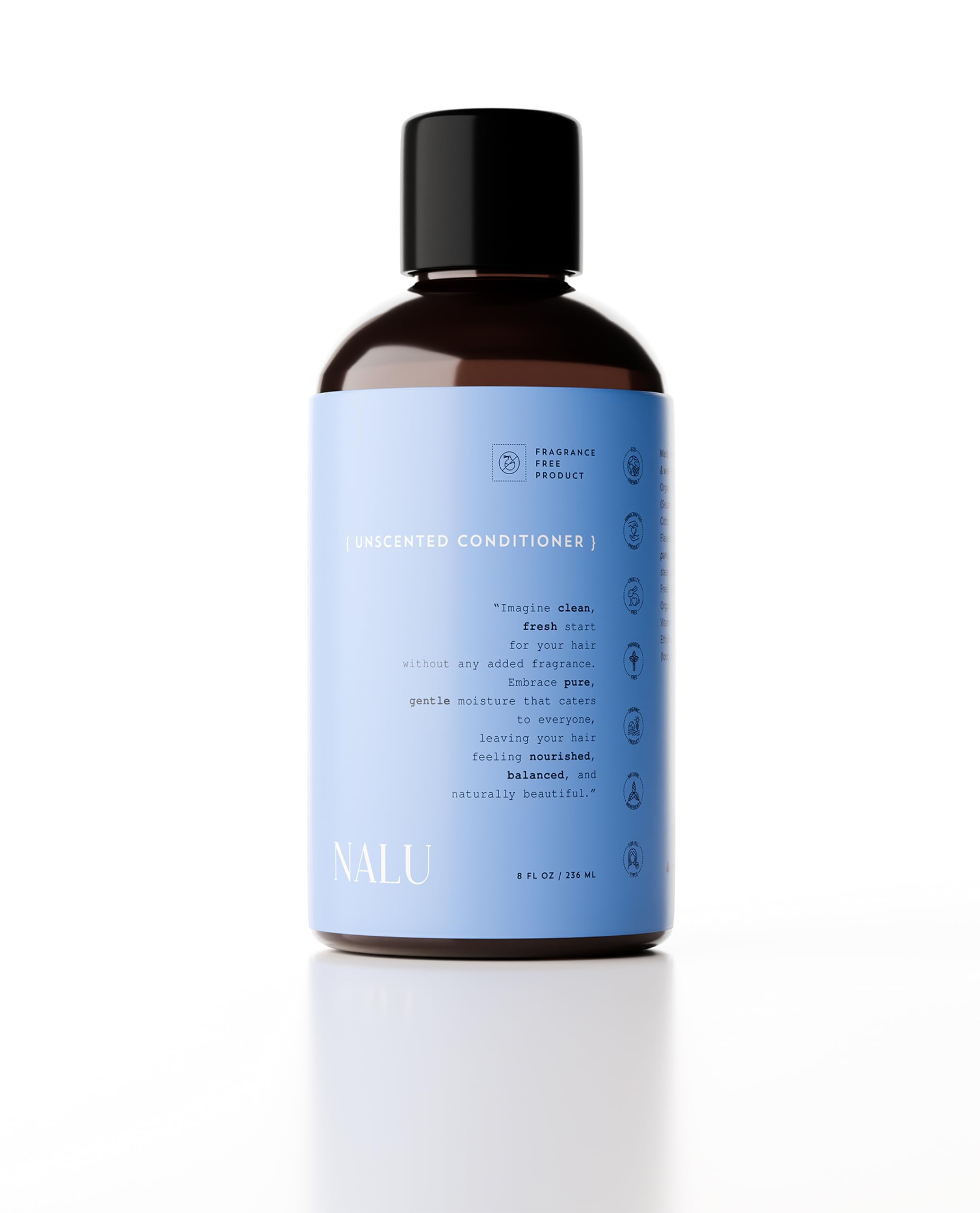 NALU Organic Unscented Conditioner. Infused with Organic Rosemary & Lavender Hydrosol. For Sensitive Scalp | Rejuvenating, Nourishing and Calming. All