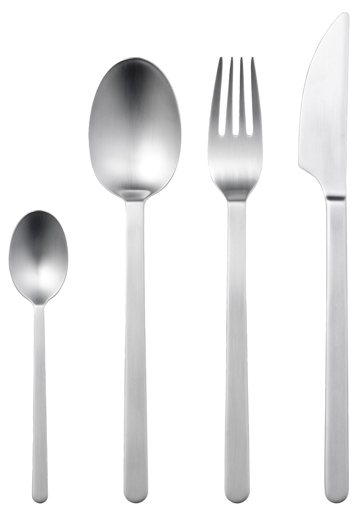 Gense Norm Besteck Set 4 Personen, 16 Teiliges Besteckset, Essbesteck Set aus Mattem Stahl, Spülmaschinenfest, Skandinavisches Design