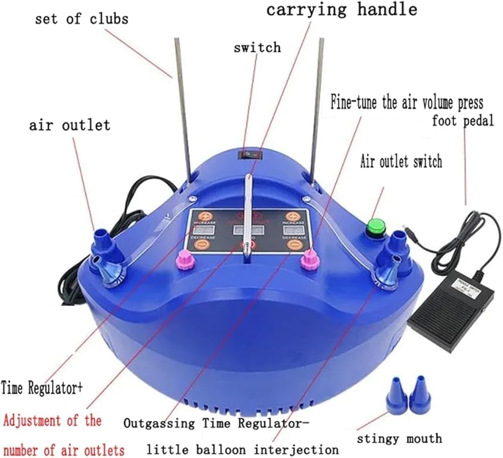 Pompa elettrica per gonfiare palloncini con timer digitale e interruttore a pedale, gonfiaggio rapido ad alta efficienza, per palloncini in lattice e mylar, decorazione per feste ed eventi