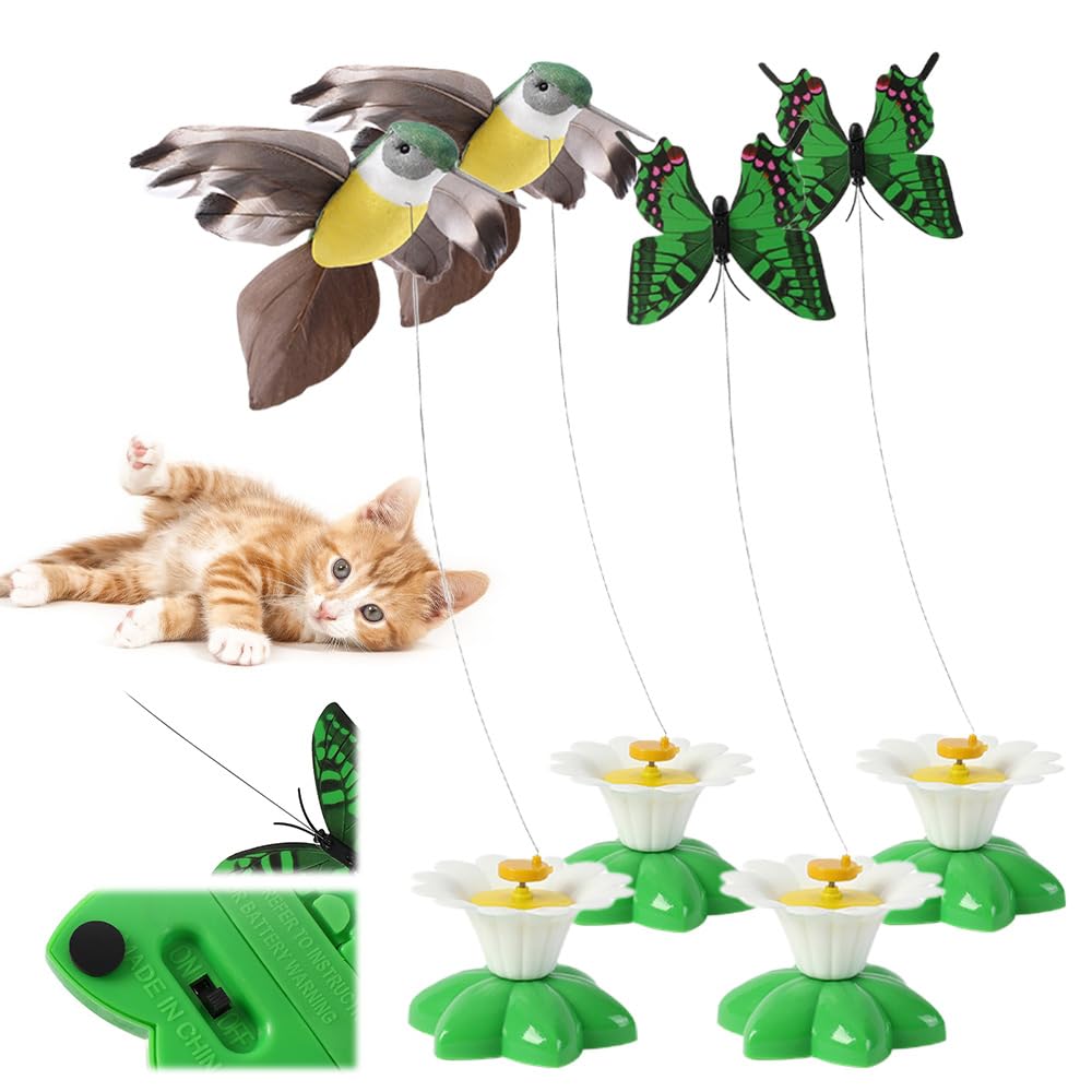 Drkicsy Juguete eléctrico para gatos, juguete interactivo para pájaros, juguete interactivo para gatos, juguete eléctrico giratorio de 360 grados, juguete interactivo de simulación de pájaros para
