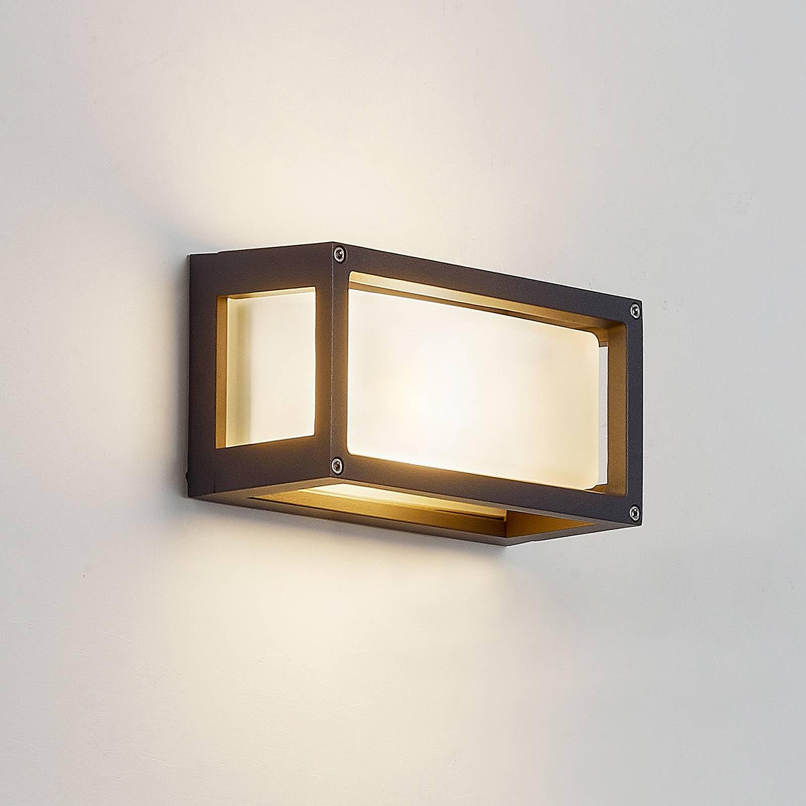 Lucande Applique Exterieur Aurelien à intensité variable (Moderne) en Noir Aluminium (1 lampe,à E27), Murale Luminaire Lampe Jardin Eclairage