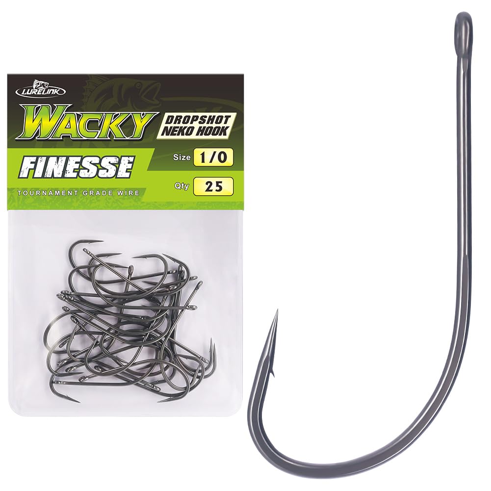 Drop Shot Hooks Wacky Rig Neko Bass Fishing Finesse Worm Size 2/0~#4 25Pack Bulk