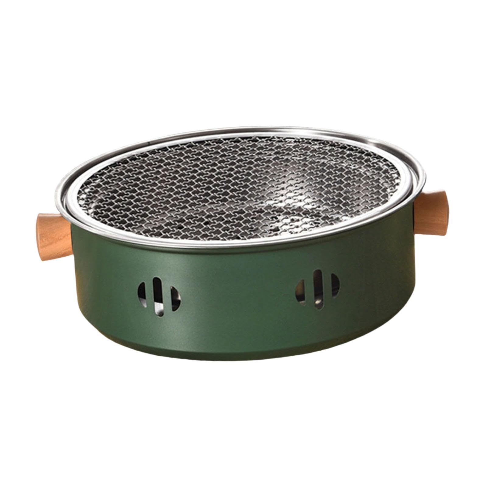 Griglia per barbecue coreana in acciaio inossidabile portatile staccabile per un facile trasporto e teiera da tavolo perfetta per campeggio interno ed esterno.