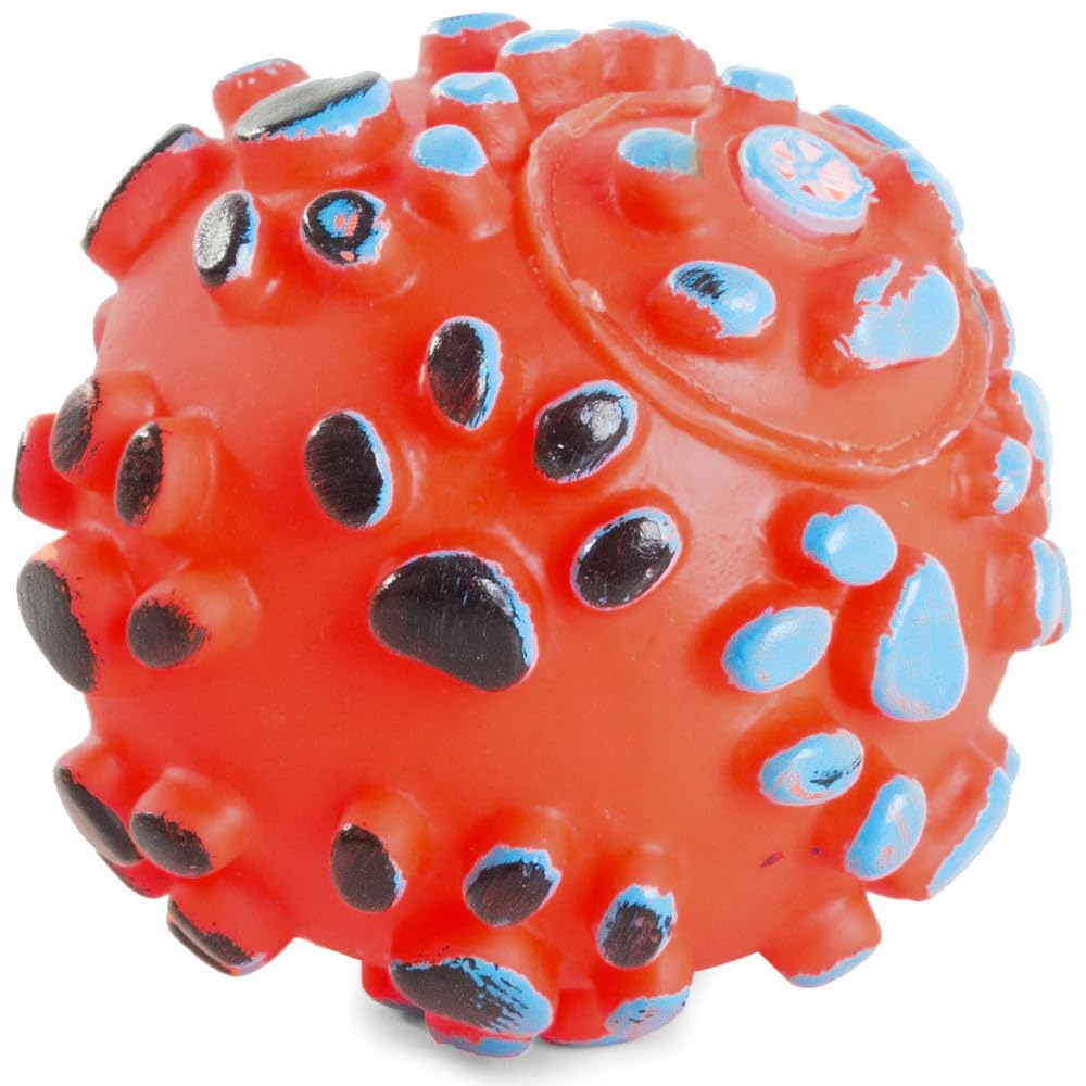 PARENCE. - Squeaky Ball for Animals/Durable Dog Chew Toy - Accessory to Prevent Boredom, 7x7x7cm, Random Color (Red, Yellow, Green)
