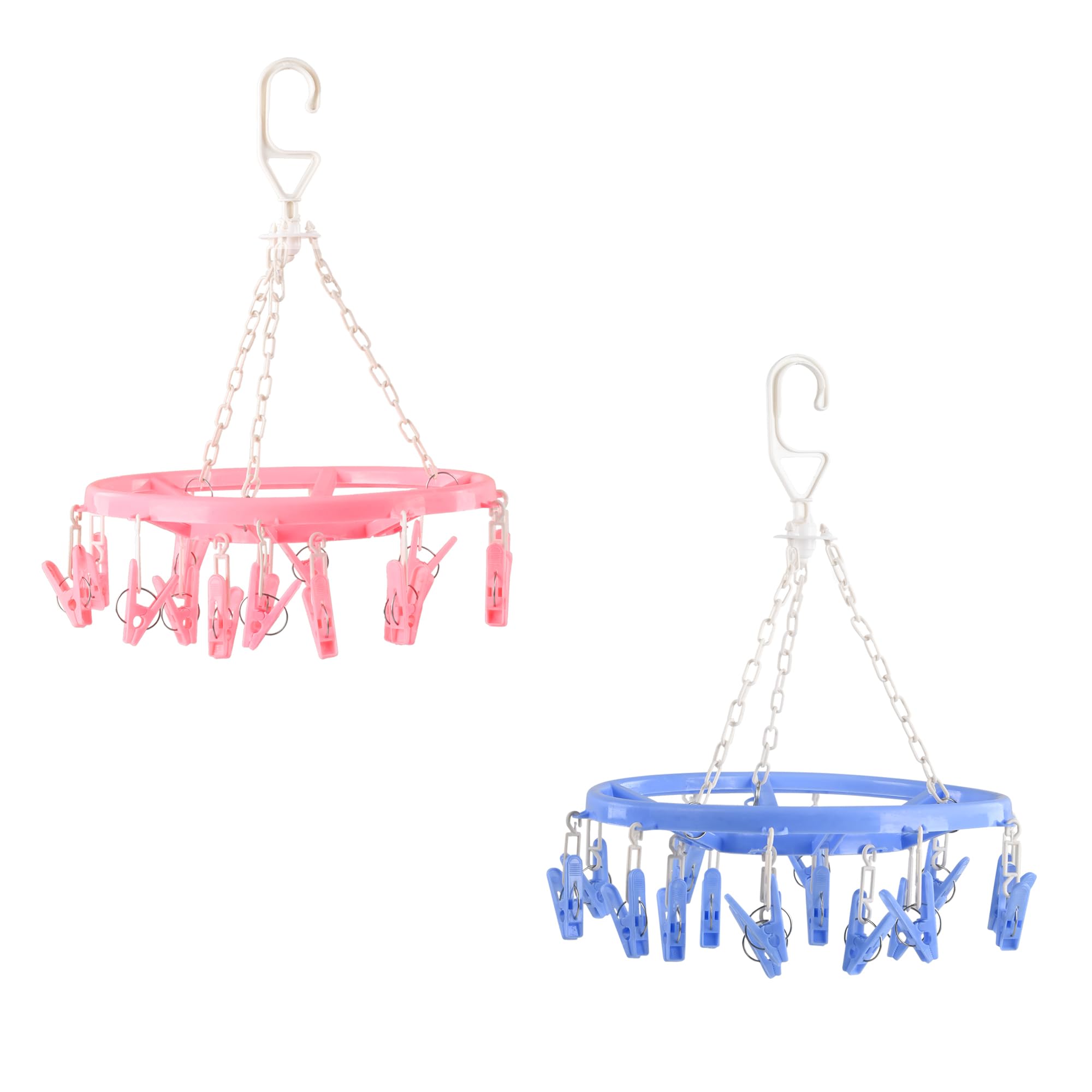Heart Home (Pack of 2) Cloth Drying Hanger | 360� Cloth Drying Stand | Baby Cloth Drying Pegs | 16 Clips Clothes Hanger for Socks, Bras & Towels | Round Cloth Drying Clips | Pink & Blue (B0D4ZCPRZ8) Amazon Price History, Amazon Price Tracker