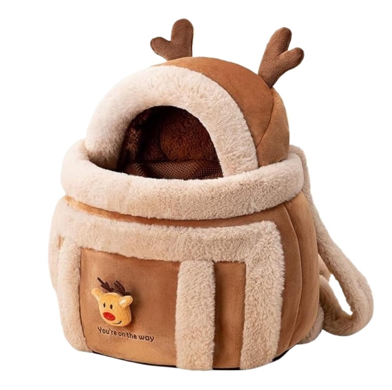 Rucksack Winter Haustier Rucksack Reisetasche Für Katze Hund Tragbare Käfig Tasche Träger Tragen Haustier(Brown,11.02 * 8.27 * 14.17in)