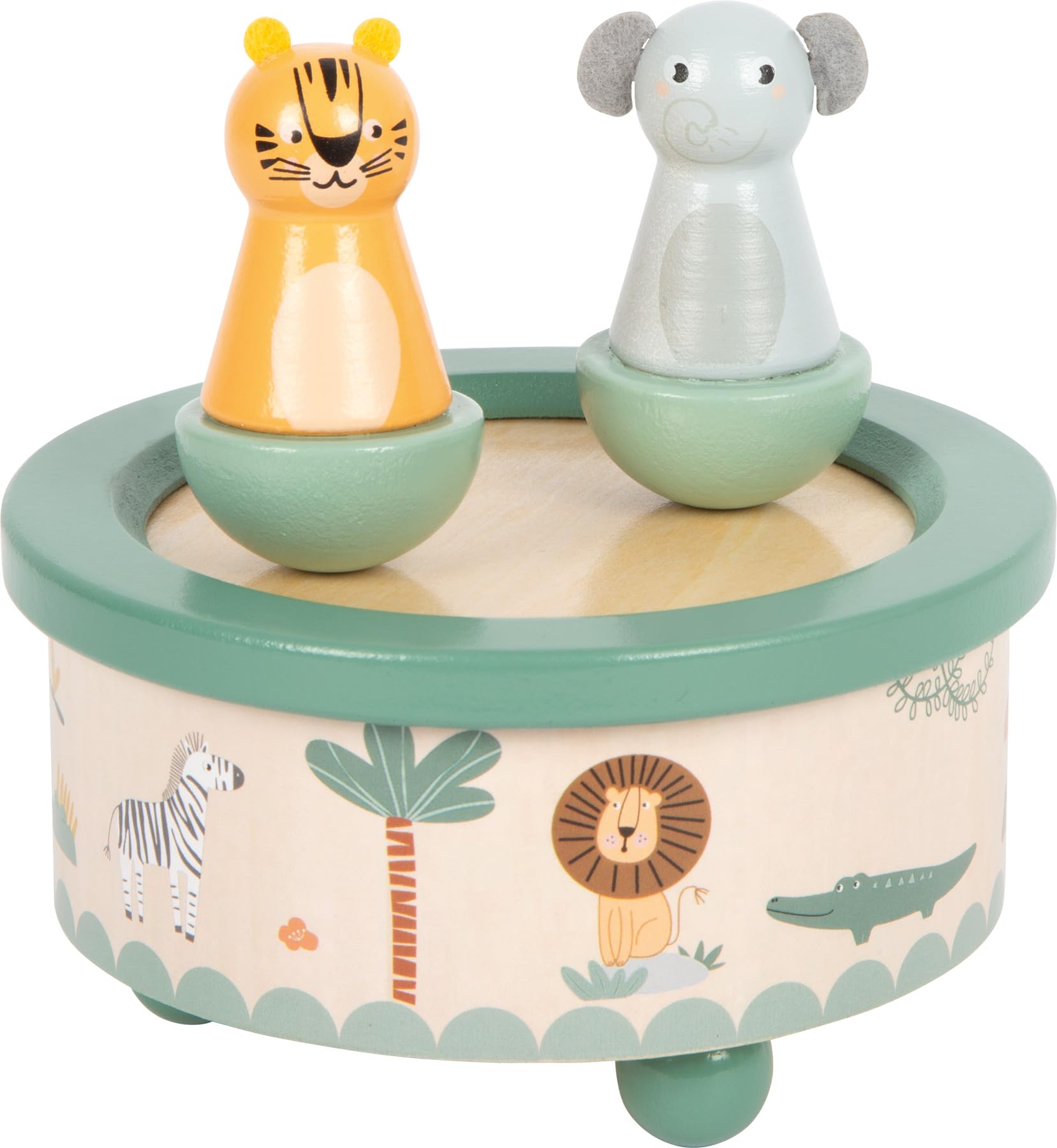 small foot Music Box ‘Safari’ made from FSC® 100% certified wood, tiger & elephant, for ages 2+ years, 12738