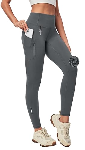 Heathyoga Fleece Lined Leggings Women with Pockets Water Resistant Thermal