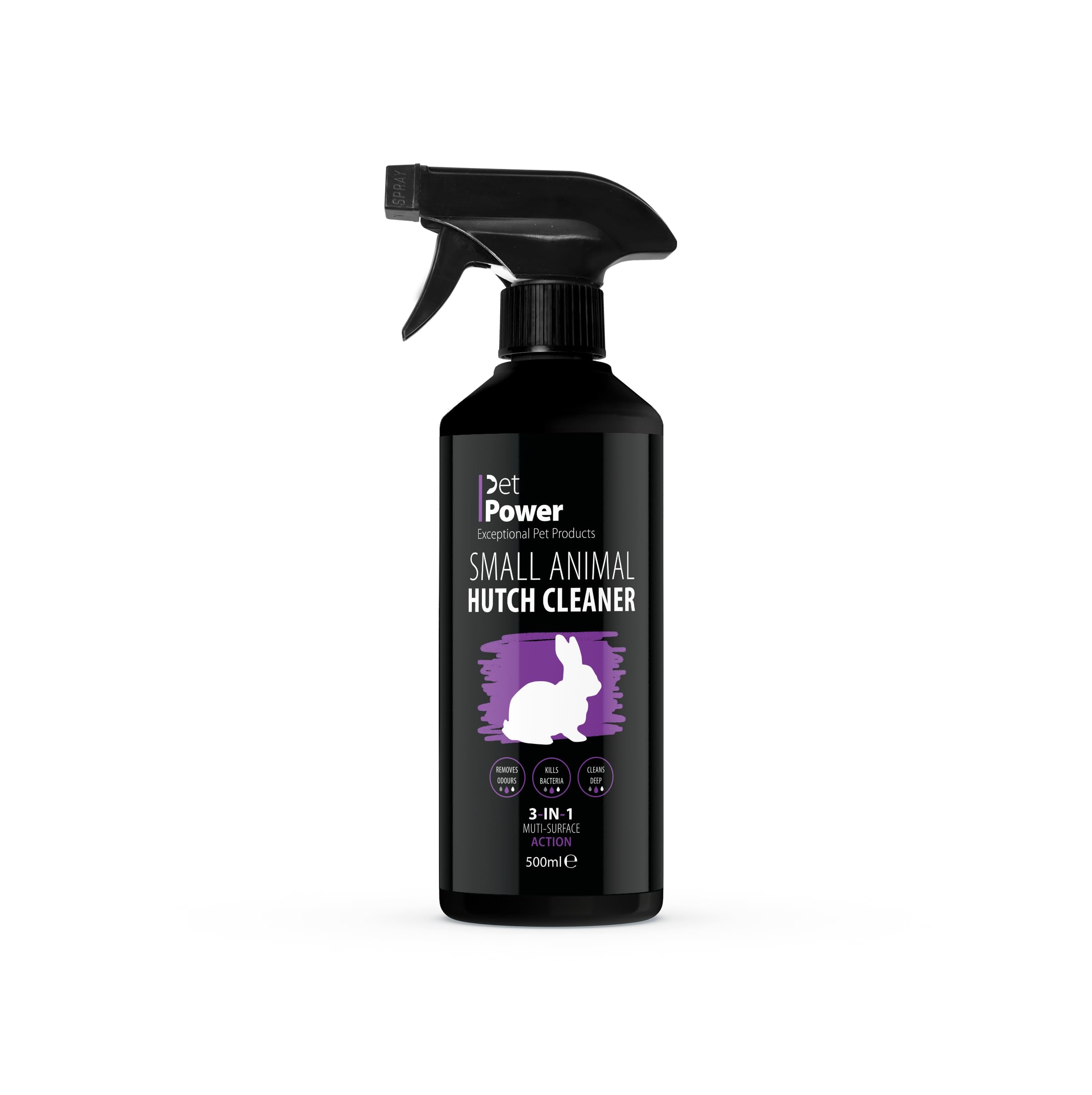 Pet Power - Small Animal Hutch Cleaner 500ml - Powerful Cleaning Spray for Wooden, Plastic & Wire Hutches - Neutralizes Odours, Removes Grime & Refreshes Small Pet Cages and Habitats