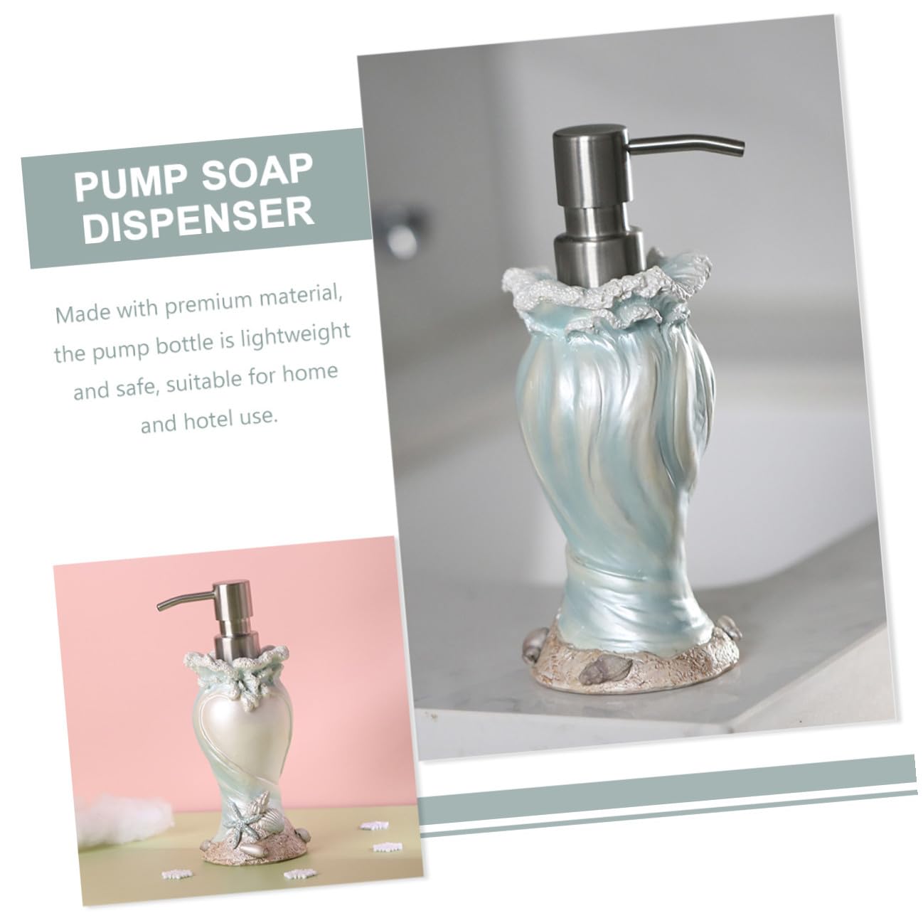 TOYANDONA Dispenser Sapone Liquido Stile Decorativo per Bagno e Cucina Bottiglia Ricaricabile per Sapone Lozione Shampoo e Gel Doccia Pompa Leggera e Facile da Usare Adatto per Casa e Hotel