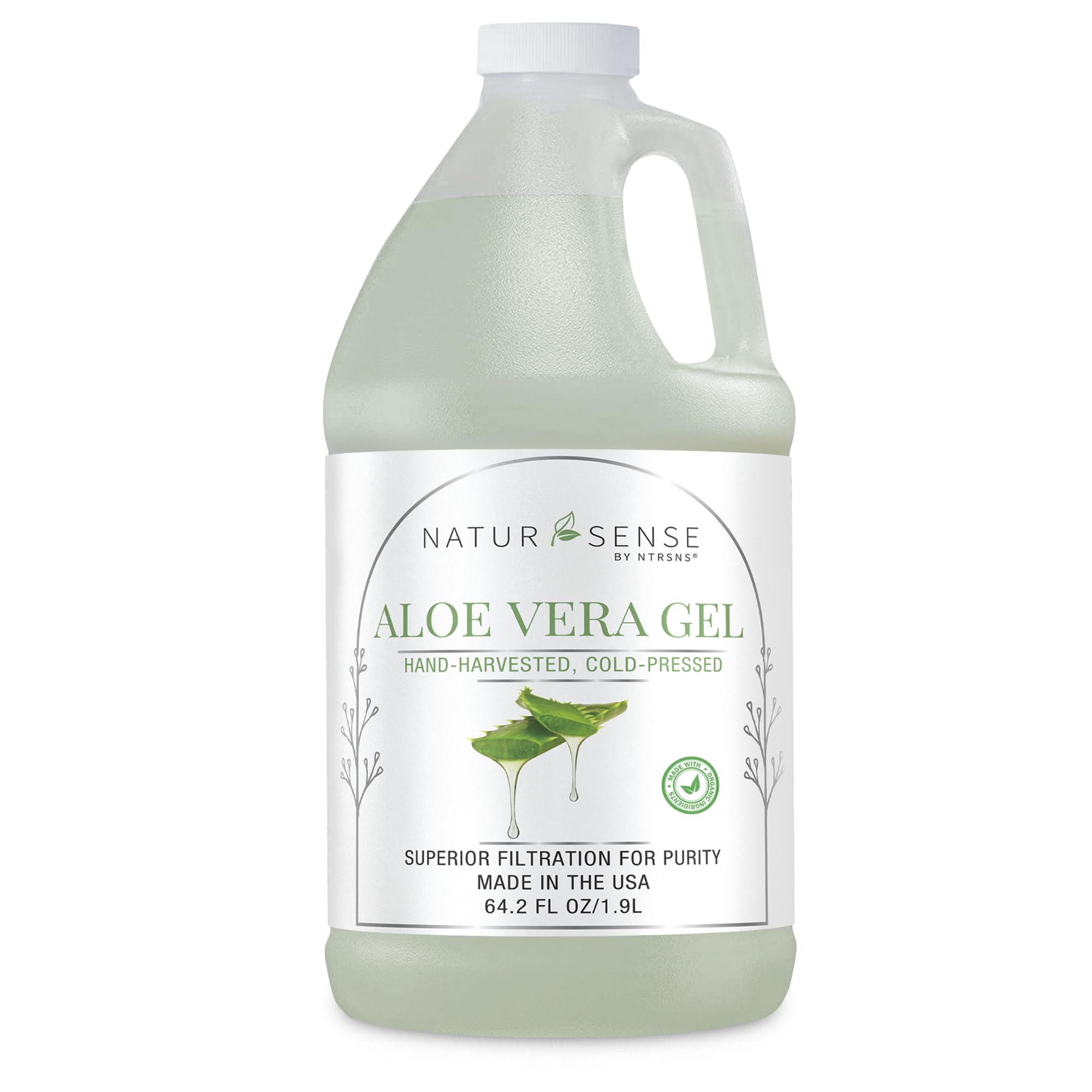 NaturSense Organic Aloe Vera Gel from 100% Pure Aloe. Great for Hair, Scalp, Face, Dry Skin, Acne, Sunburn, Sensitive Skin. Unscented, Same Formula, Organic Ingredients, 64.2 oz. (64.2 Fl. Oz.)USDA Organic