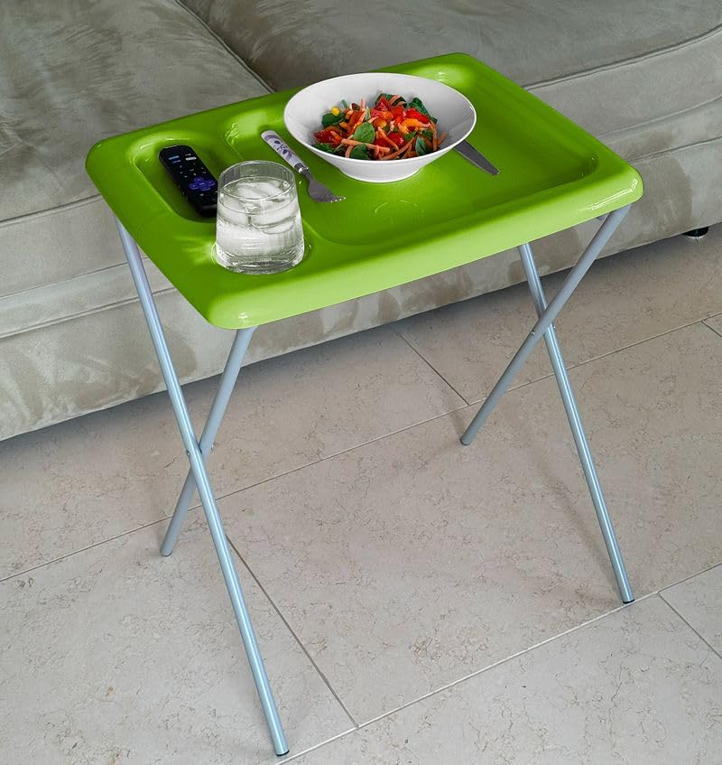 Image of Folding TV Tray Table, Portable, Sturdy, Green (Set of 2)
