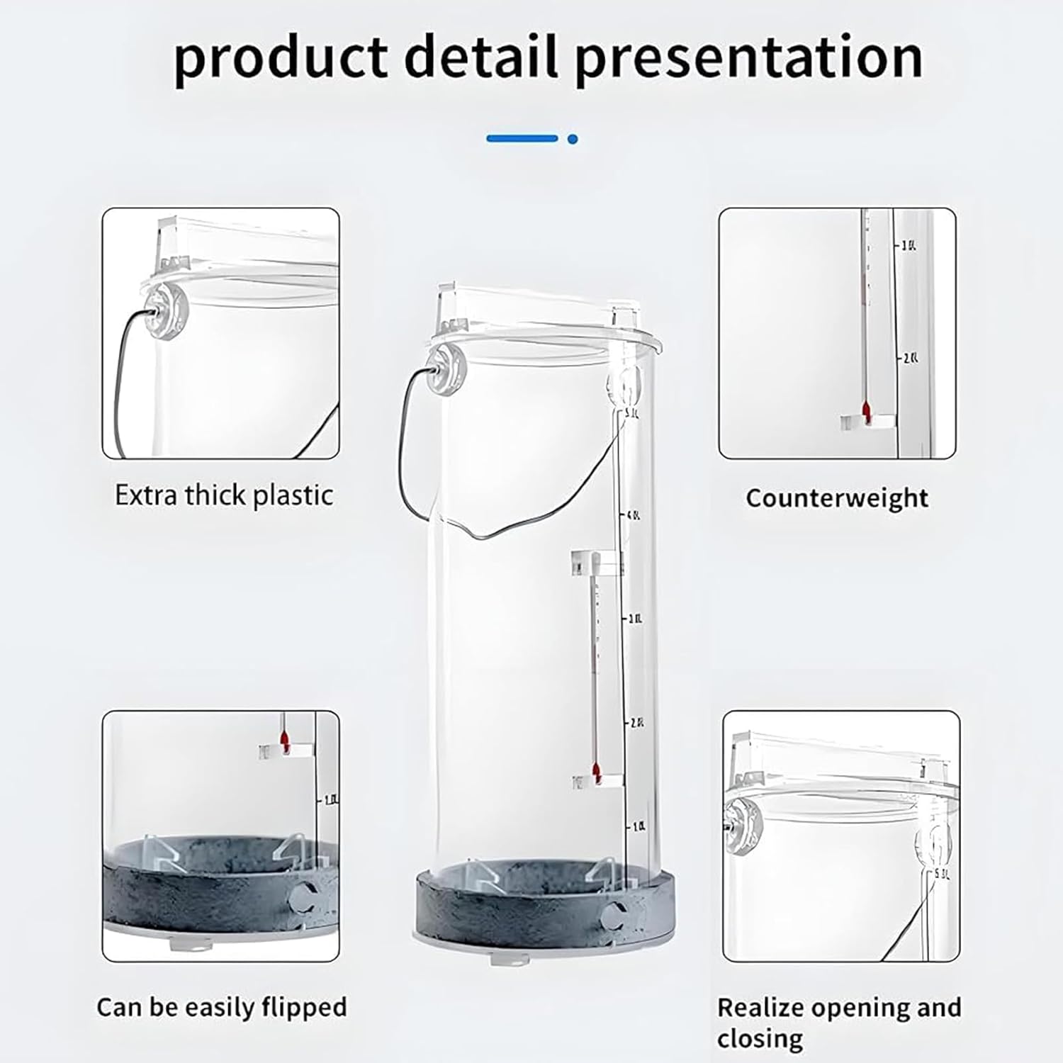 Water Sample Dipper Swing Sampler Thicken Plastics Water Sampling Dipper System Rod Pendulum Beaker with 5m Adjustable Nylon Rope for Liquid Quality Sample Collection,1L