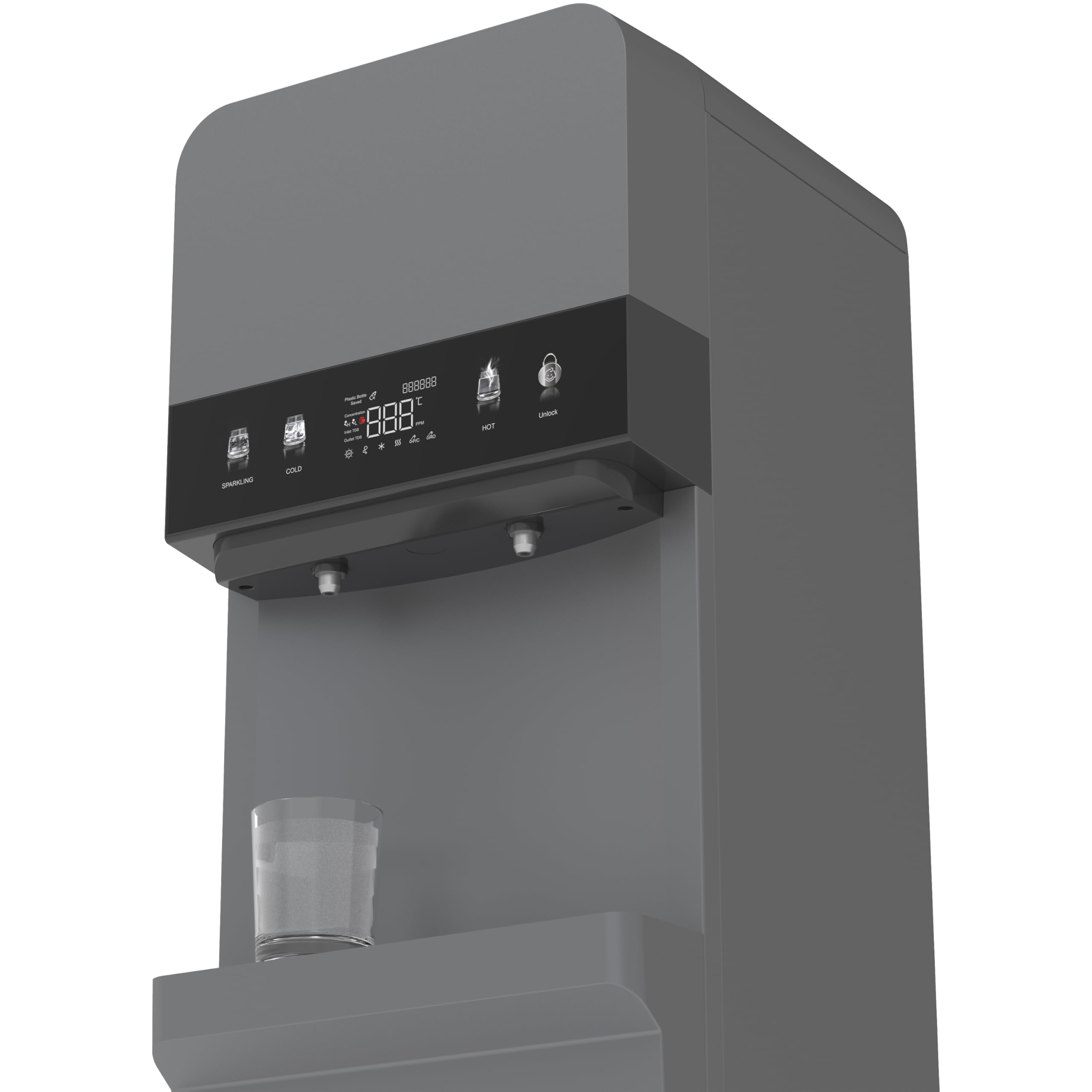 Aqmos Drinking Standup Wasserspender mit Festwasseranschluss – Osmose-Wasserspender für kaltes, heißes & sprudelndes Wasser | 5-Stufen-Filtration mit UV-Sterilisation | Touchdisplay, Schwarz