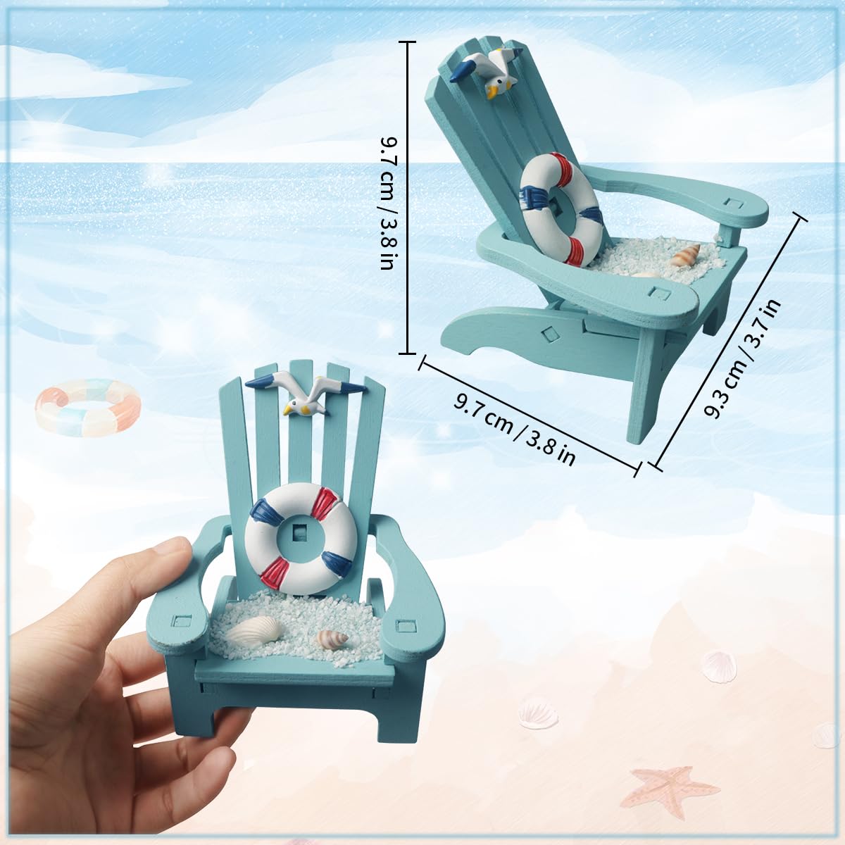 Amazon.com: 4 Pack Wooden Handmade Mini Chair Ornament Beach Decor