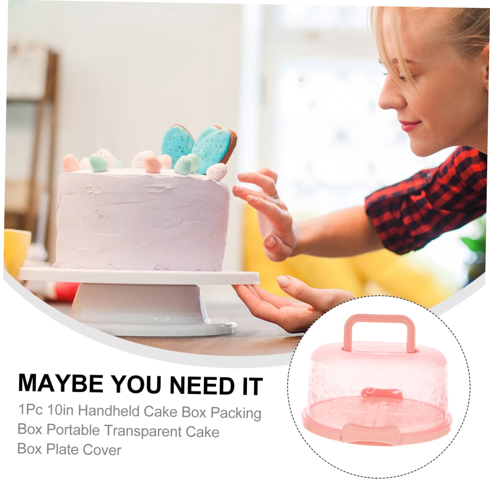 PRETYZOOM 1Pc Portable Buckle Cake Carrier with Handle Food Packaging Box for Cakes and Desserts for Transporting Cupcakes and Pastries Elegant