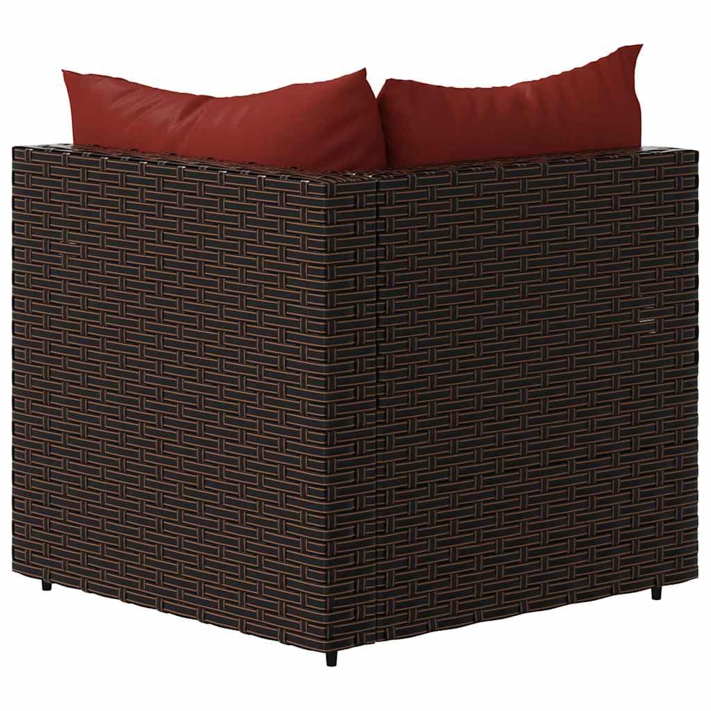 Modułowa sofa narożna z 2 poduszkami, odporny na warunki atmosferyczne rattan PE, malowana proszkowo rama stalowa, do 110 kg na jedno siedzenie, idealna do relaksu na zewnątrz