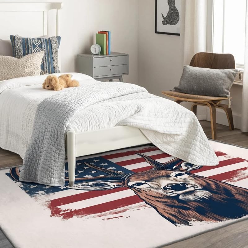 Miniatura 17 de Alfombras lavables para entrada, sala de estar, dormitorio, alfombra de ciervo y decoración del hogar, alfombra de área de animales de bosque