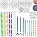 Produktbild KinoPro Mandala Rock Dotting Tools Art Malerei Werkzeuge Set 24 Stück, 6 Stil Mandala Schablonen (S+M+L) 8/12/16 Segment + 8 Größen Acryl Ruten + 9 Stück doppelseitige Dotting Tools + 1 Farbwanne