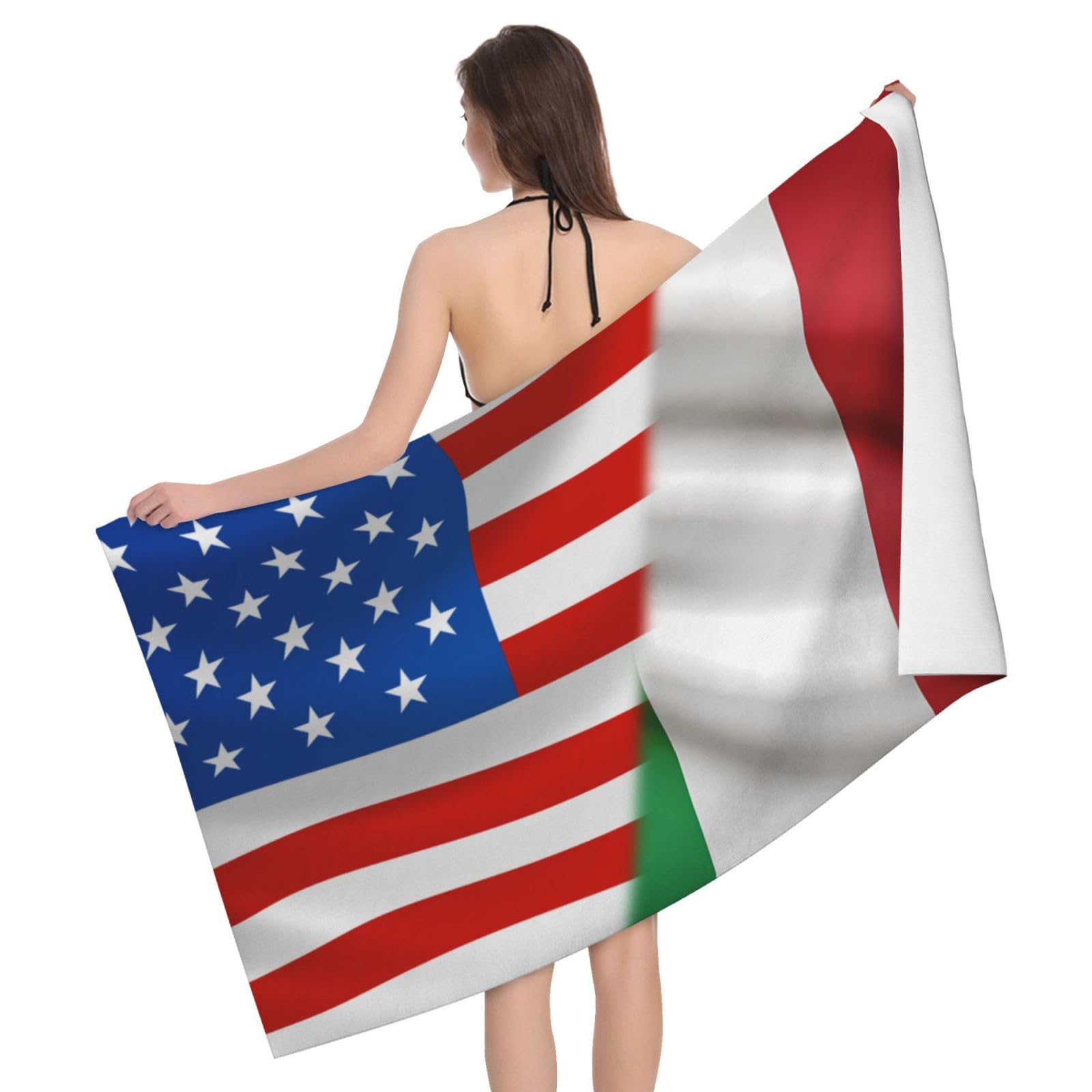 HLBSDM Microfiber America Flag and Italy Flag Beach Towel Quick Dry Soft Sand Free Beach Towels for Pool Swim Beach Lightweight Thin Towels