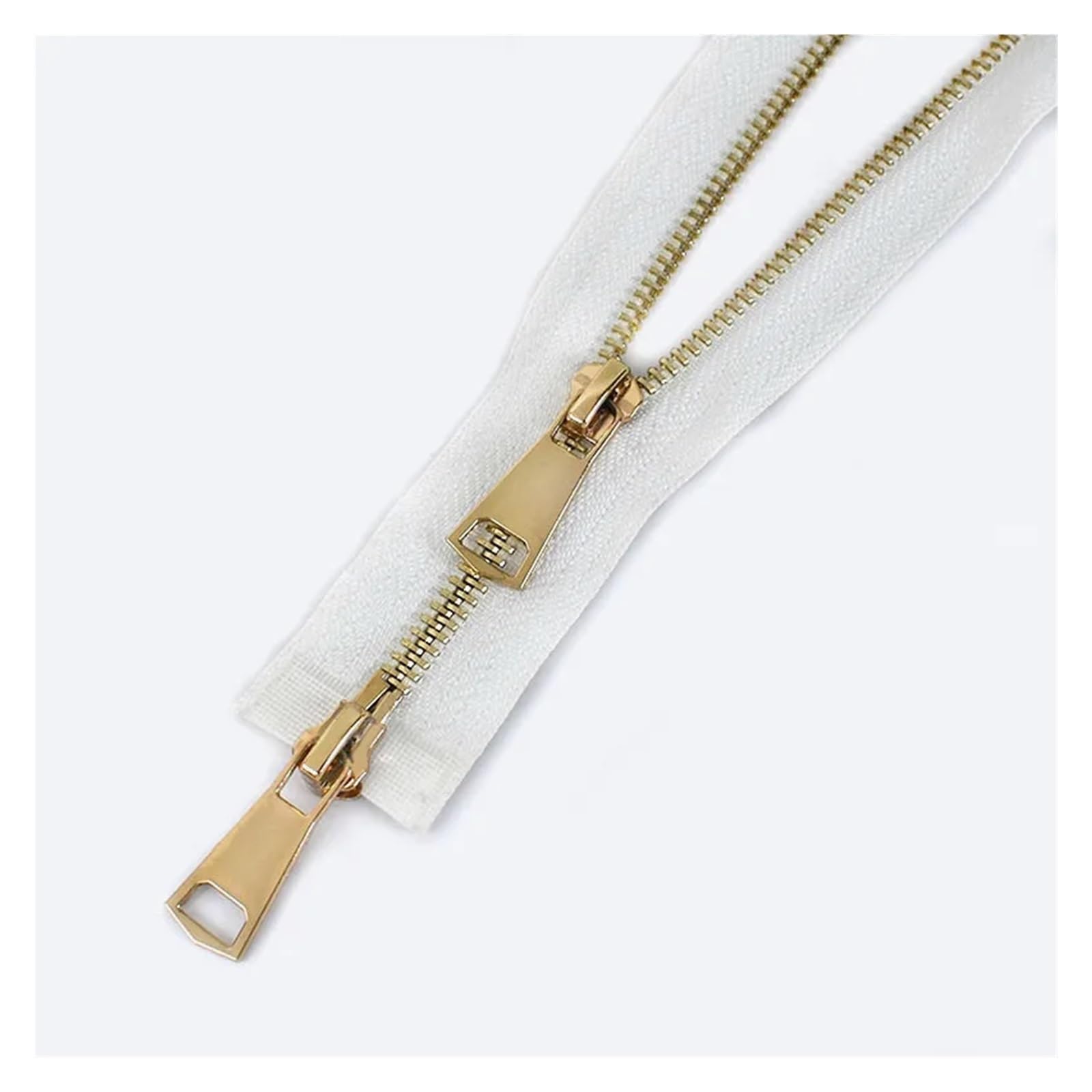 Zip， 60-150cm Sliders Sewing Jacket Coat Zippers Down Zips Repair Kit DIY(White Gold Double,150cm)