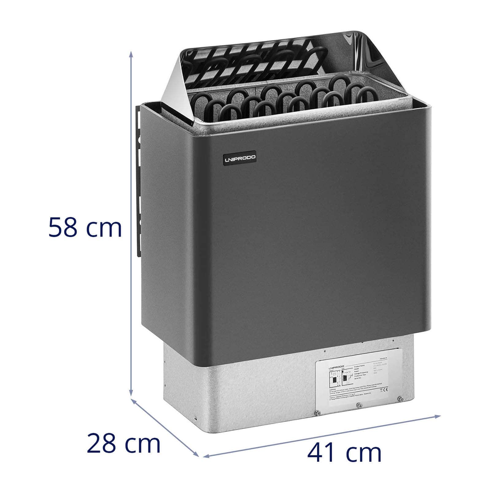 UNI_SAUNA_G8.0KW Horno de sauna Manejo sencillo para tamaño de sauna: 8-12 m³ 8 kW Rango de temperatura de 30 a 110 °C Estufa Eléctrica Calefactor Calentador para saunas