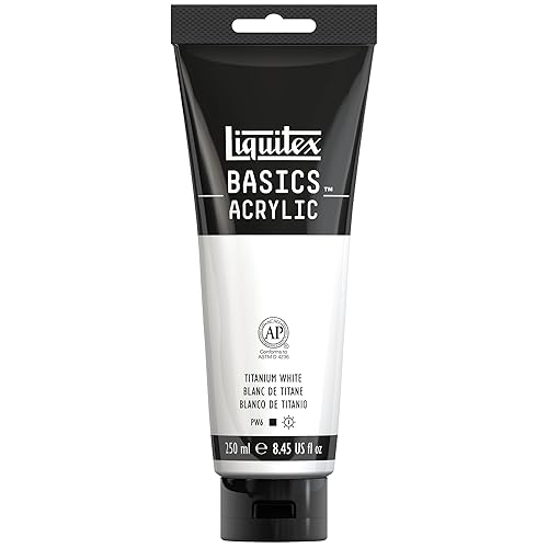 Liquitex BASICS Acrylic Paint, 250ml (8.5-oz) Tube, Titanium White - Titanium White - 8.45 Fl Oz (Pack of 1)