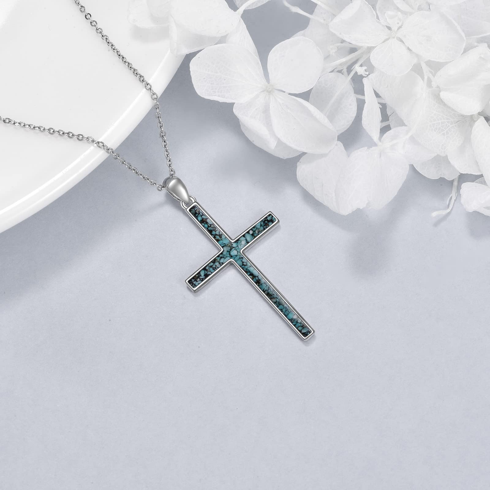 YFN Keltisches Kreuz Halskette Sterling Silber Keltische Knoten Anhänger Abalone Shell Kreuz Schmuck Geschenke für Damen Herren