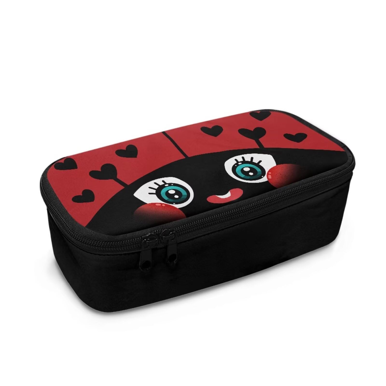Renewold Ladybug Large Pencil Case with Compartments Portable Stationery Bag Wide Opening Holder Box Organizer Multifunctional for Elementary Primary Middle