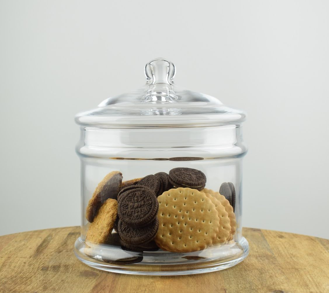 Emh Handmade Clear Glass Jar Cookie Sweet Candies Storage Jar With Lid H:21.5 Cm