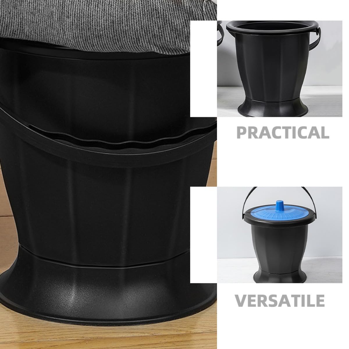 IMIKEYA Vasino portatile unisex con coperchio, secchio di urina in plastica resistente, compatto e leggero, per camera da letto, casa e ospedale, facile da pulire e trasportare