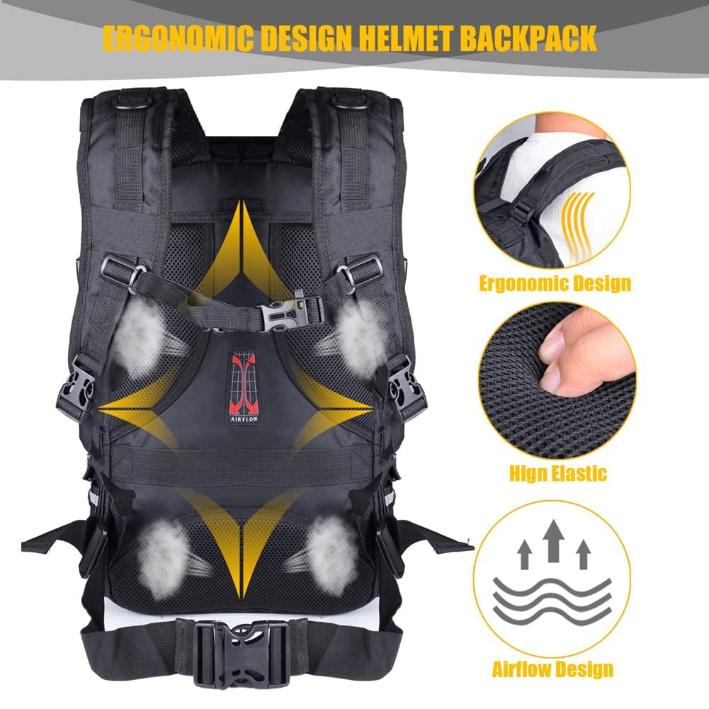 Zaino per casco da moto di grande capacità per uomo, zaini da trekking con porta di ricarica USB resistente all'acqua borse per casco da motociclismo zaino da equitazione
