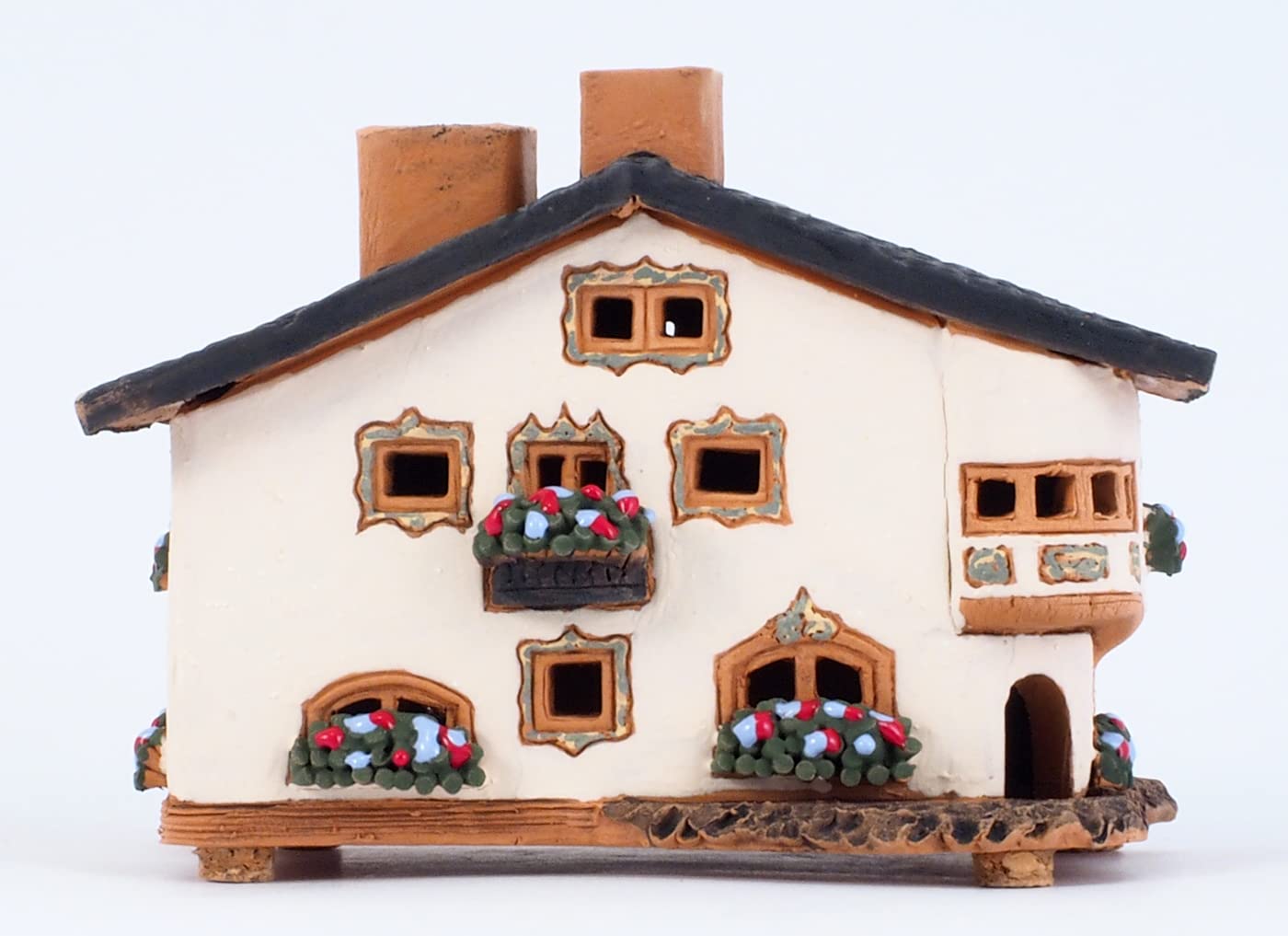 Ceramiczny domek świetlny, rękodzieło, miniaturowa artystyczna skrzynka na biżuterię w Seefeld, Austrii, A237AR