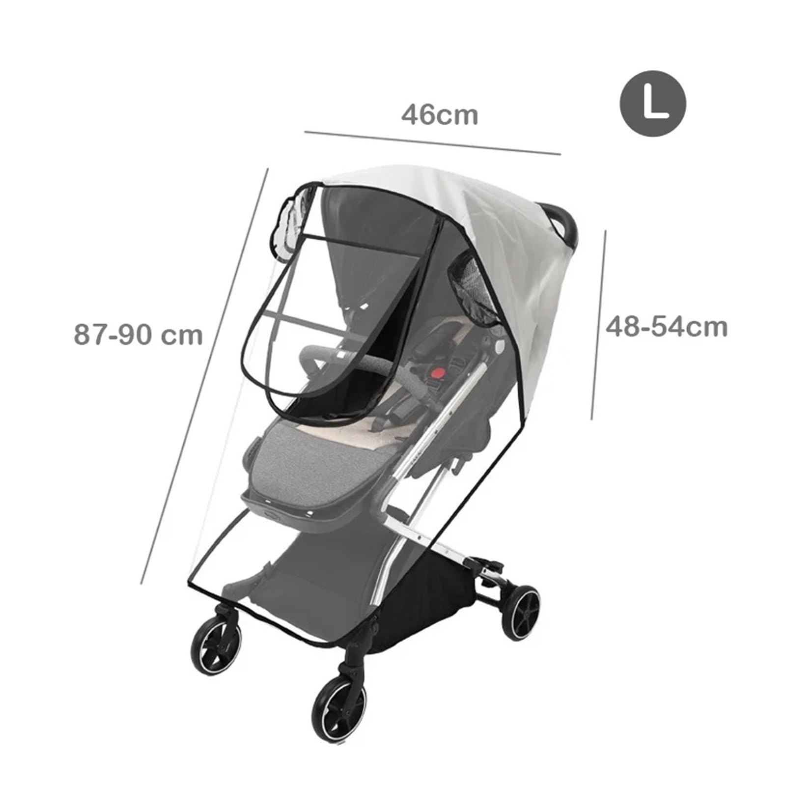 Regenschutz Kinderwagen Eva Kinderwagen Zubehör wasserdichte Regen Abdeckung Transparent Wind Staub Schild Reißverschluss Öffnen for Kinderwagen Regenmantel(Eva-U Open-Gray-L)