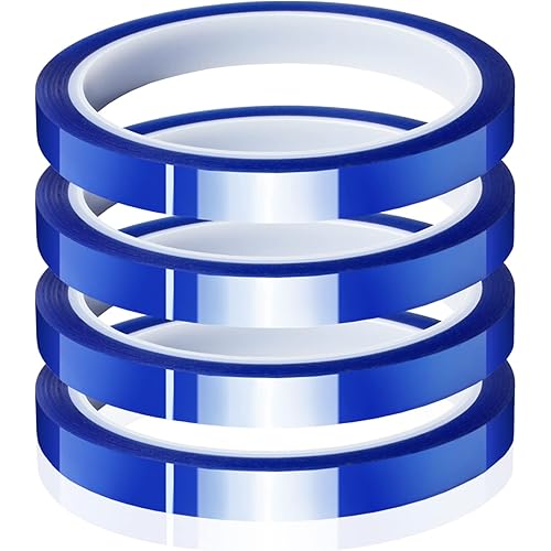4 Rolls 10mm x33m(108ft) Blue Heat Tape High Temperature Heat Resistant Tape Heat Transfer Tape for Heat Sublimation Press No Residue and Heat Transfer Vinyl