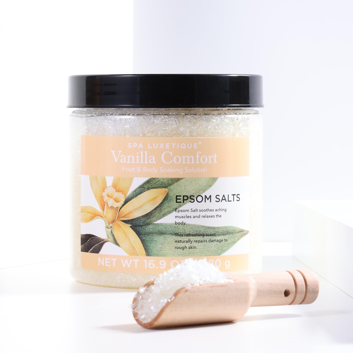 Spa Luxetique Sel d’Epsom, Coffret Sel de Bain, 3*480g avec l'Huile Essentielle, Lavande, Vanille,Noix de Coco Citron Vert,Pour un Bain de Pieds,Idéede Noël et d’Anniversaireet,Cadeau Fete des Meres